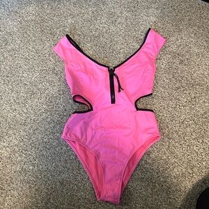 Hot pink Zara cutout one piece swimsuit/bodysuit size medium
